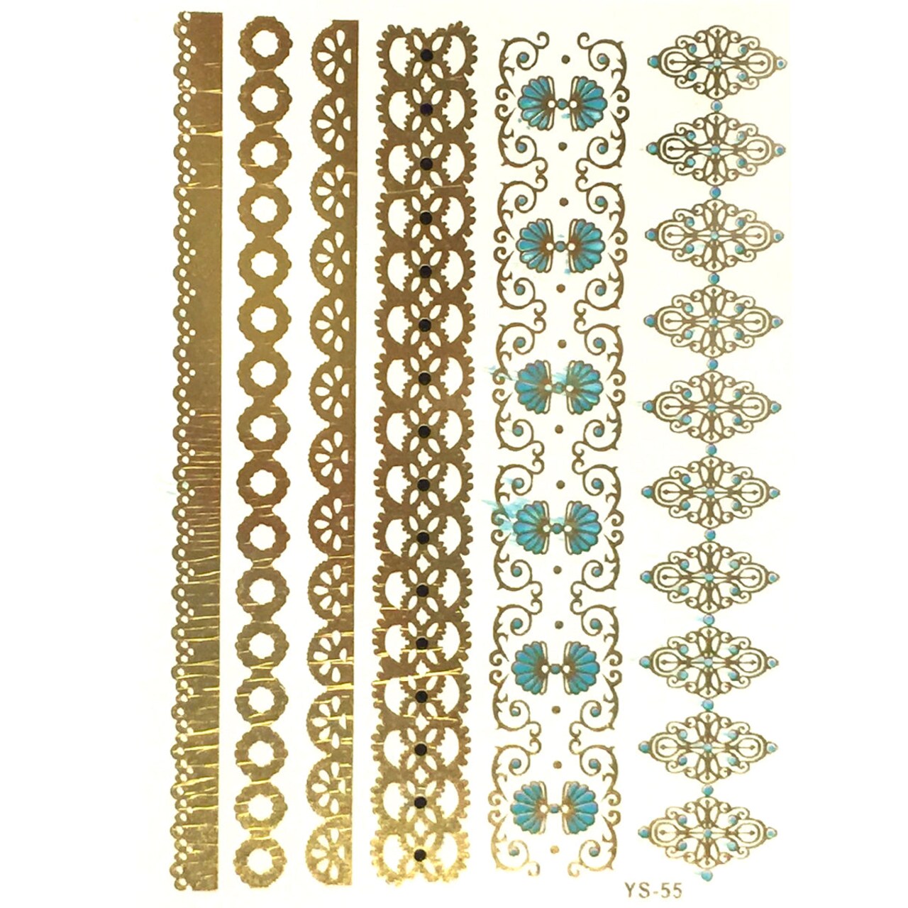 Wrapables Celebrity Inspired Temporary Tattoos in Metallic Gold Silver and Black, Romantic, Large